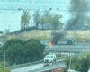 Un coche sale ardiendo en la A-2 en Alcalá de Henares sin causar heridos