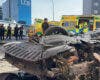 Tres heridos graves al volcar un coche tras una persecución policial en Fuenlabrada