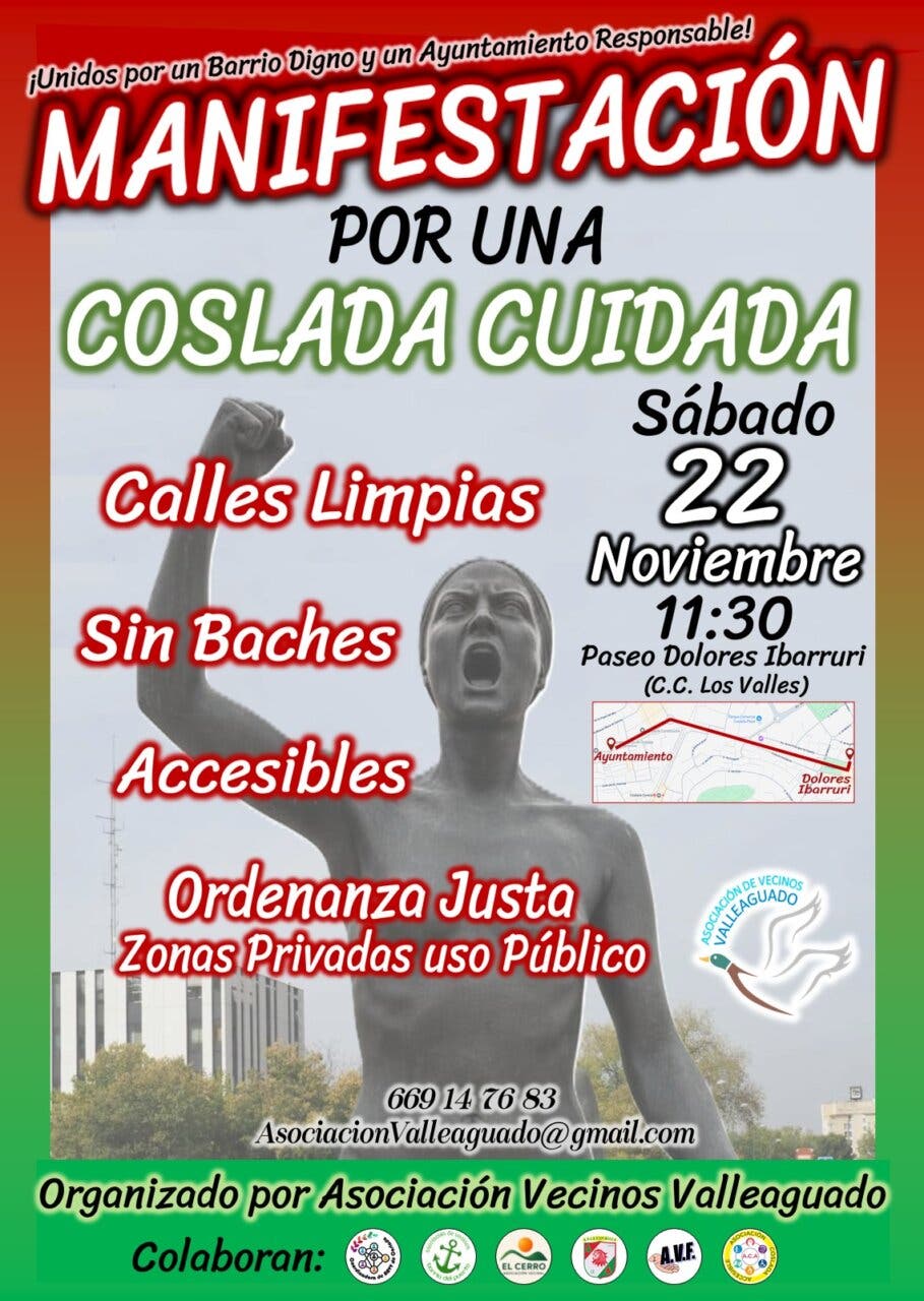 Cartel de manifestación en Coslada por calles limpias y accesibles