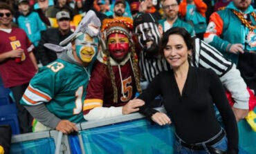 Ayuso asiste en el Bernabéu al primer partido oficial de la NFL en España con un impacto económico de 70 millones