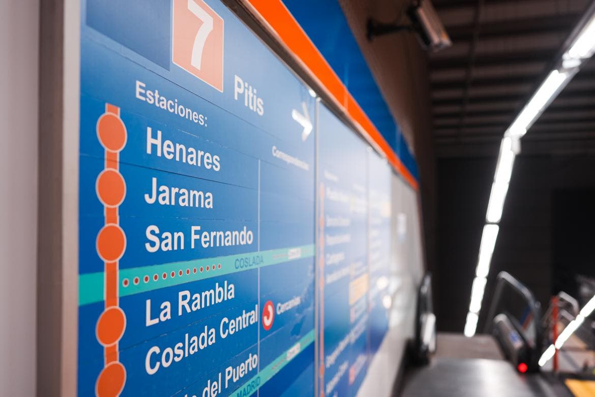 Mapa de estaciones de la Línea 7B del Metro de Madrid