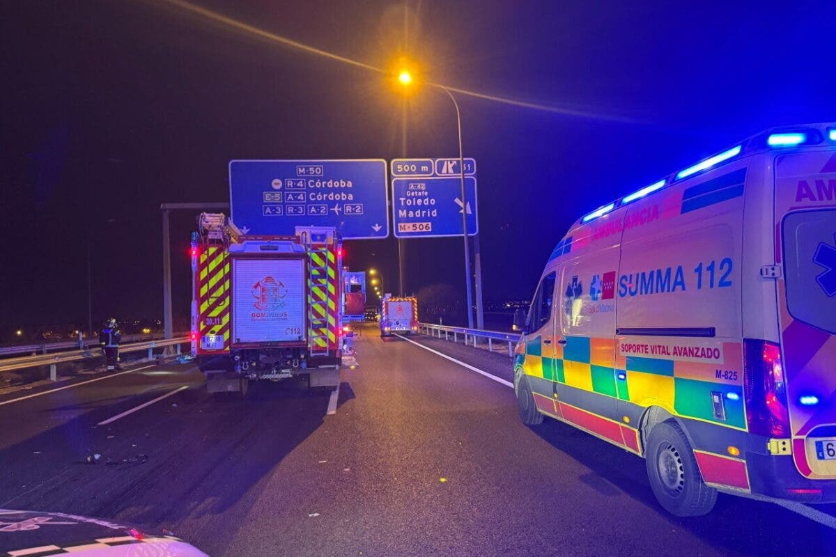 Muere un conductor de 49 años en un accidente en la M-50 en Fuenlabrada