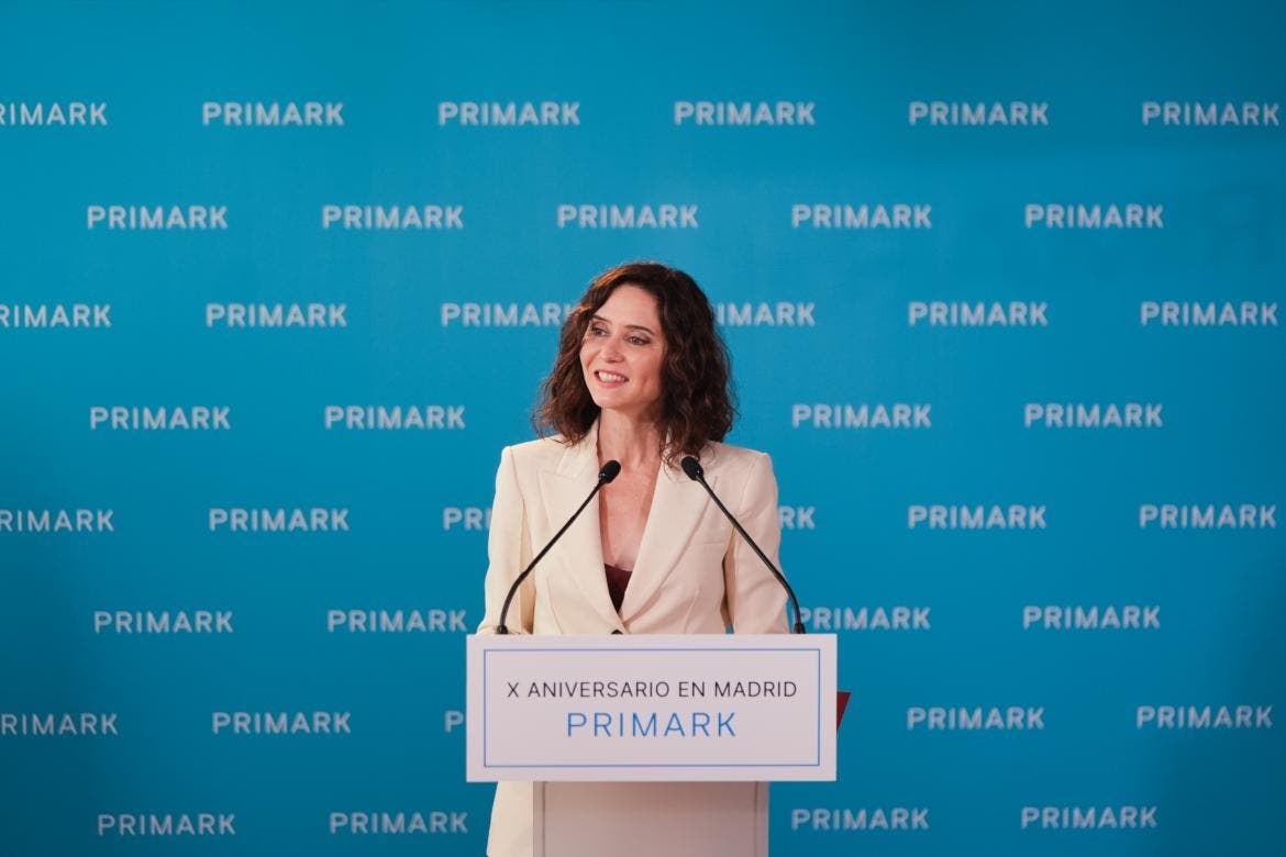 Isabel Díaz Ayuso en el aniversario de Primark en Madrid