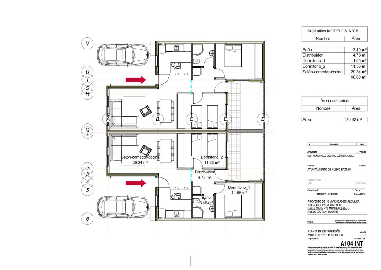 Plano de distribución de viviendas para jóvenes en Nuevo Baztán