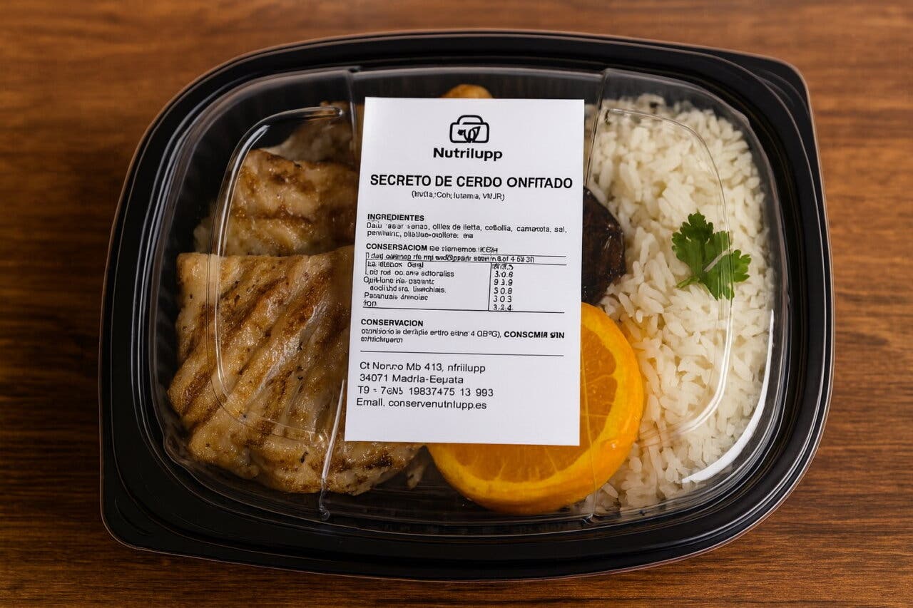 Tupper de comida saludable con secreto de cerdo y arroz