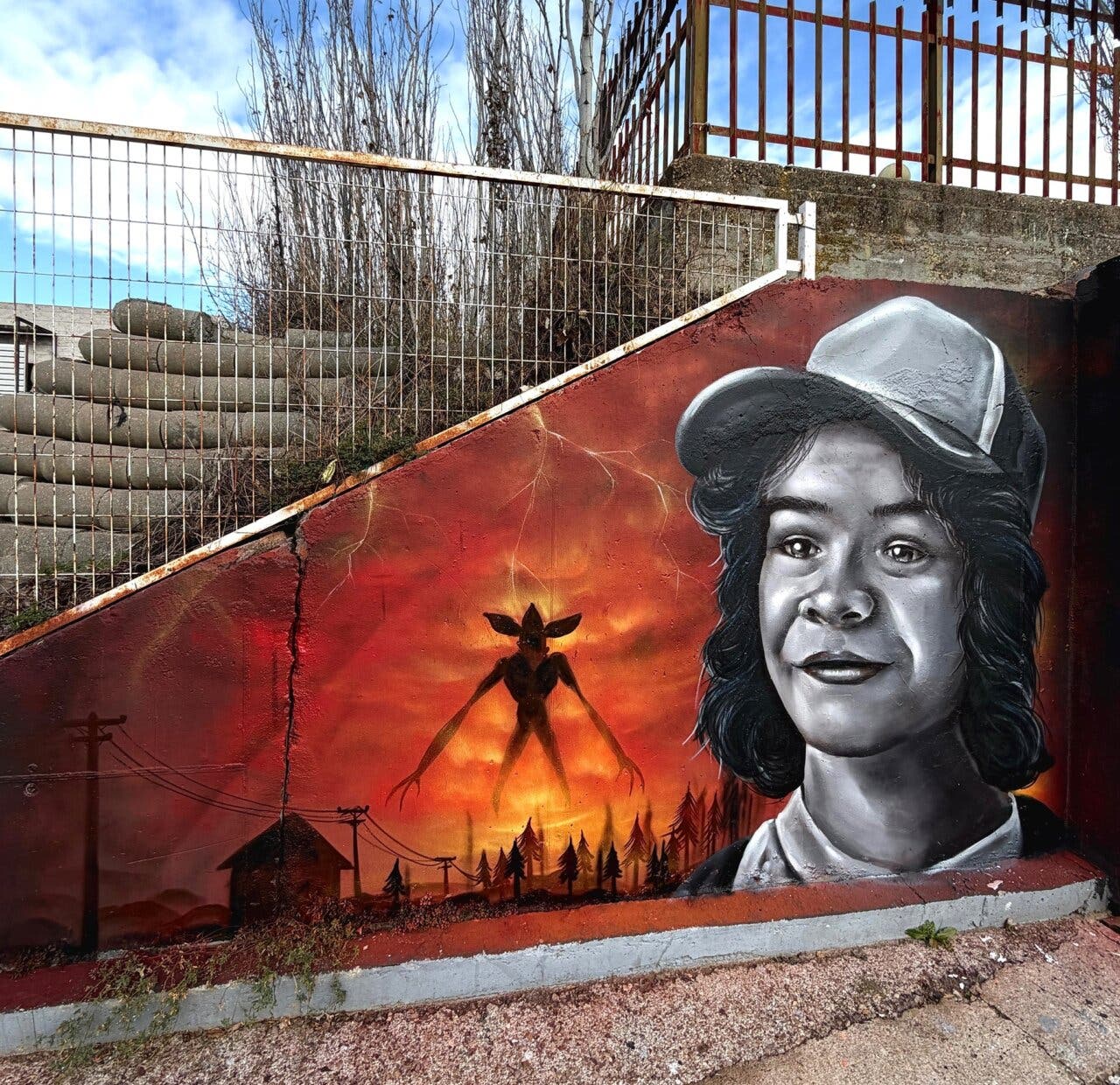 Mural de jóvenes inspirado en Stranger Things en Mejorada del Campo